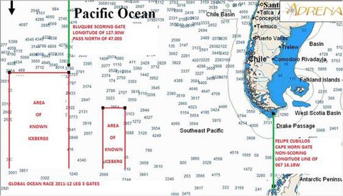 GOR Leg 3 bluQube Southern Ocean Scoring Gate confirmed © Global Ocean Race http://globaloceanrace.com